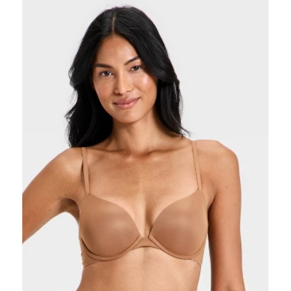 Auden Women 34B Bronze Brown Push Up Demi Coverage Underwire Bra NWT Satin Pads